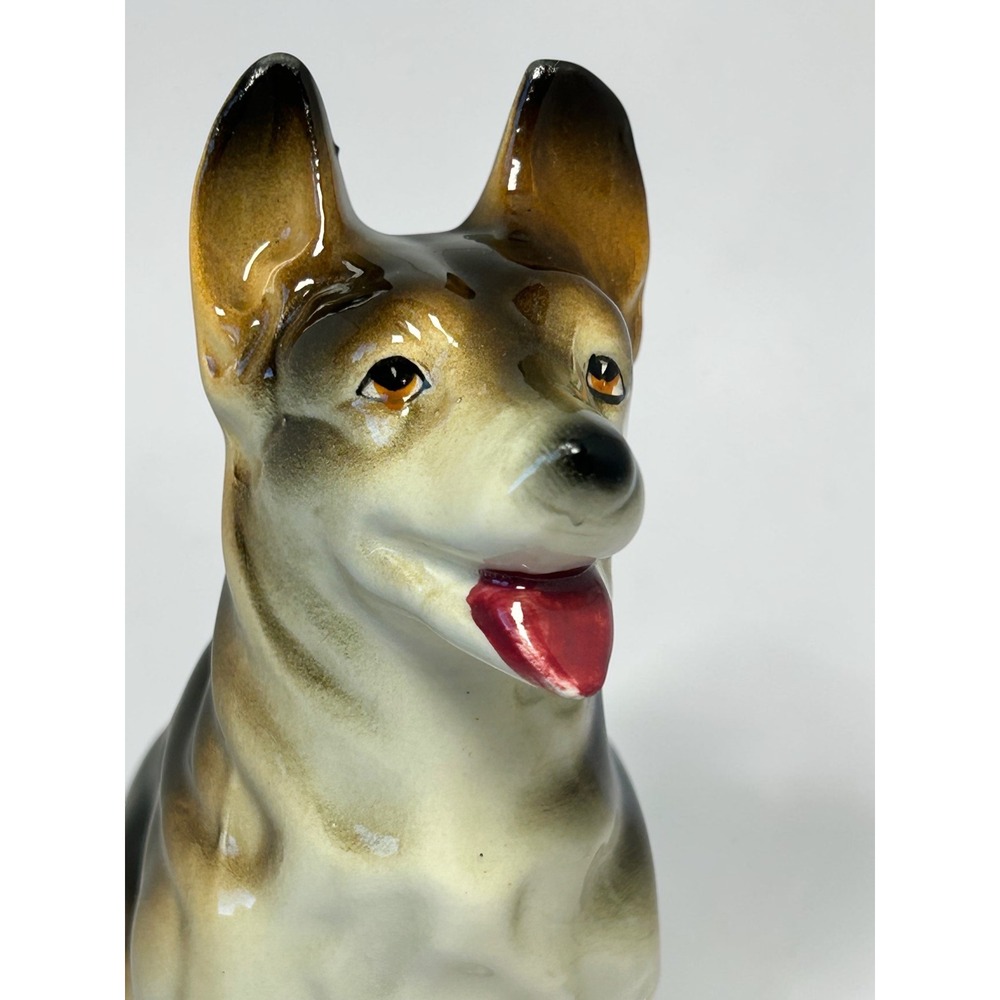 Vintage German Shepherd Ceramic Dog Figurine Standing Japan Black Tan 8 Inch - Picture 13 of 14